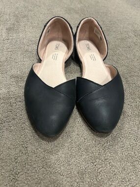 Toms Black D'Orsay Pointed Toe Flats, Size 8